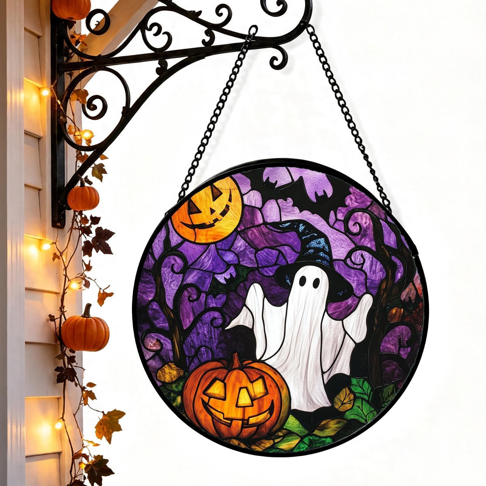 Calabaza suncatcher para ventanas decorativas de salón y terrazas de Halloween