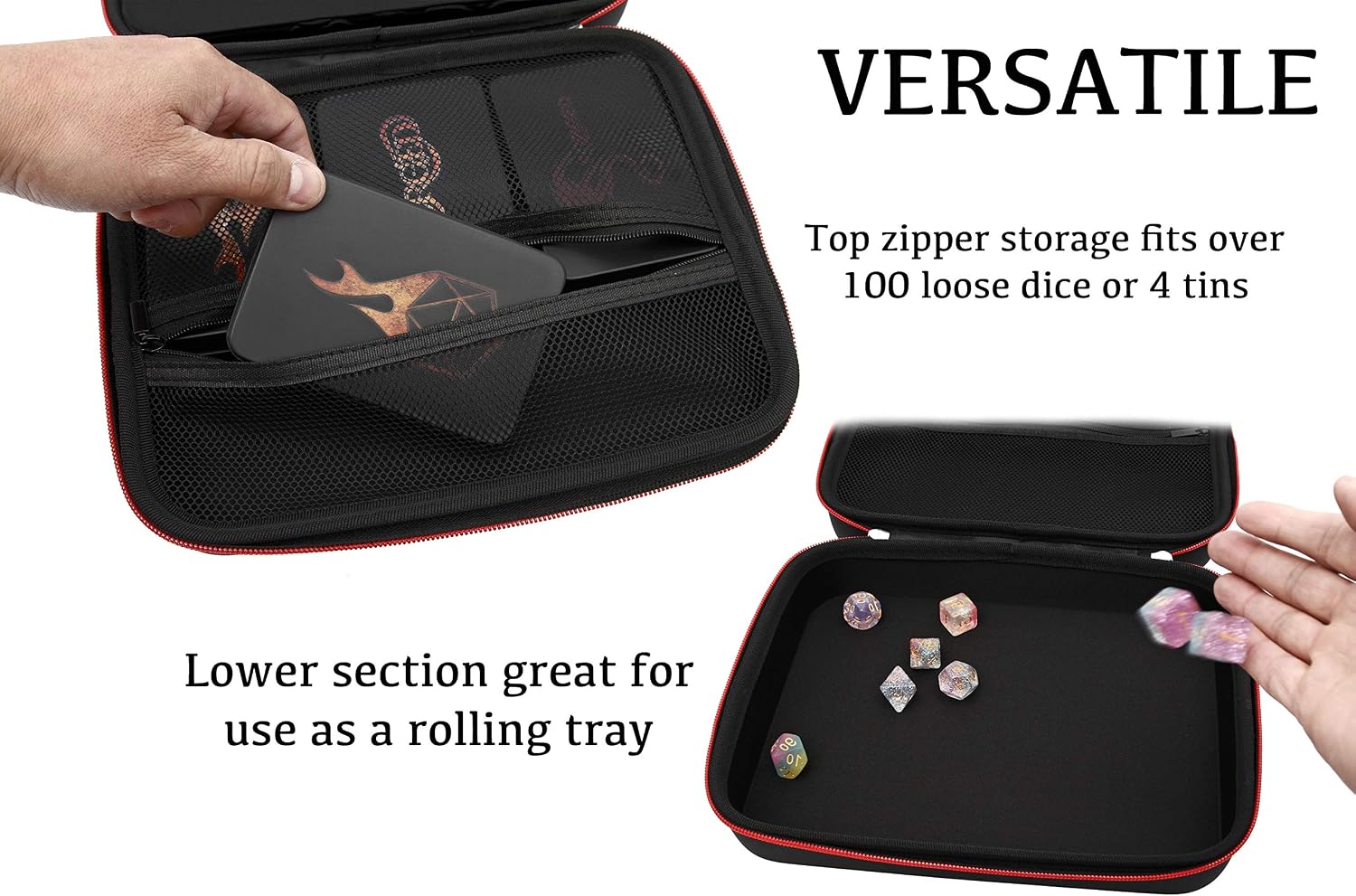 Forged Dice Co. Dice Box and Dice Tray with Removable Dice Holder - Storage Box Holds up to 300 Metal or Plastic Polyhedral Dice - Compatible with DND and Dungeons & Dragons Game Dice - Green