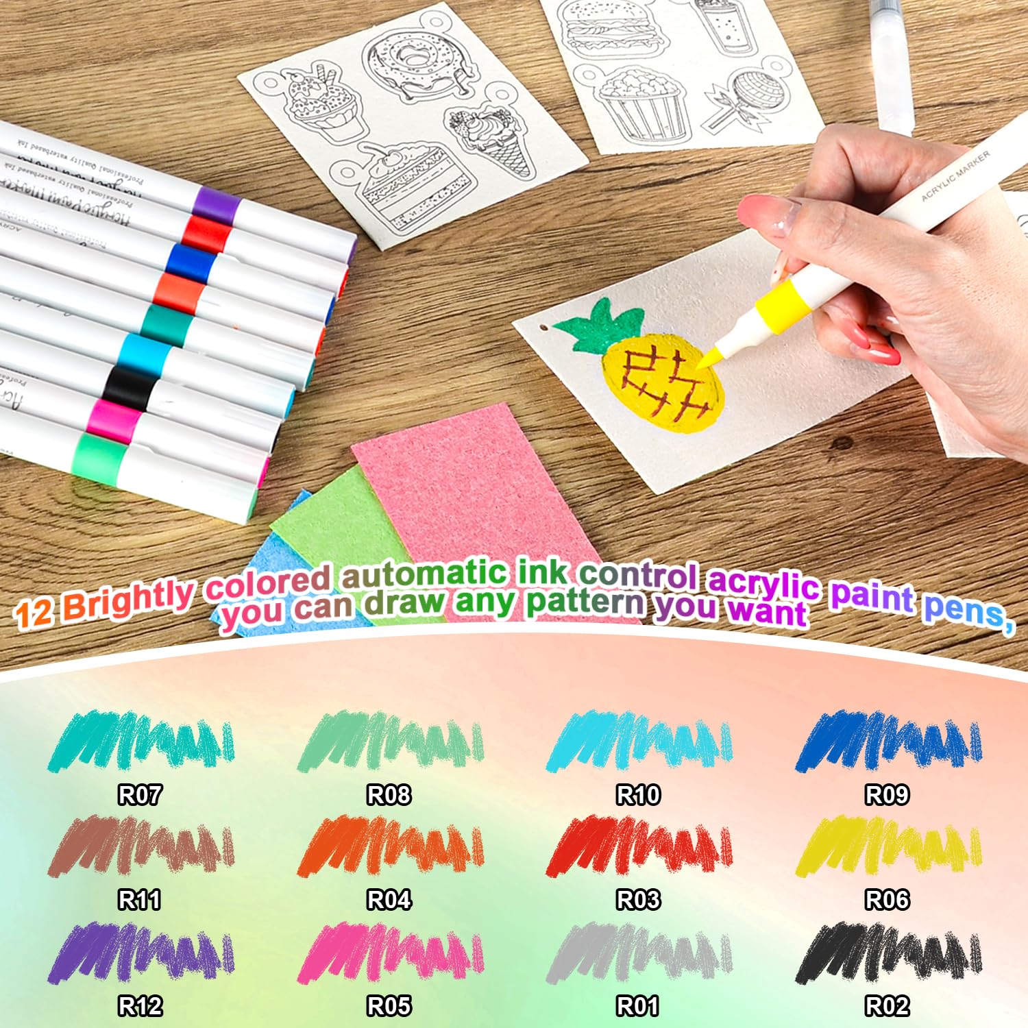Fantspati Pittura con Texture in Schiuma, Magic Puffy Paint, 3D Carta con Texture in Schiuma Magica con 12 Pezzi Pennarelli Colorati, Kit di Pittura per Bambini, Regalo per Bambini Compleanno Natale