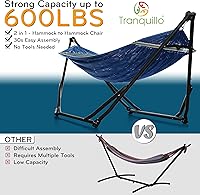 Vista 8 de Tranquillo UniGen Hammock, Hammock with Stand Heavy Duty Indoor/Outdoor Hammock with Signature Steel Stand, 600lbs Premium Foldable, Durable Aegean