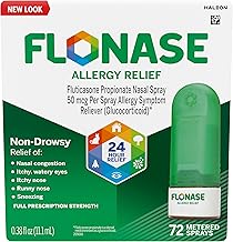 Flonase Allergy Relief Nasal Spray Fluticasone Propionate, 24 Hour Non Drowsy Allergy Medicine, Metered Nasal Spray - 72 Sprays - Fall and Seasonal Allergy Relief