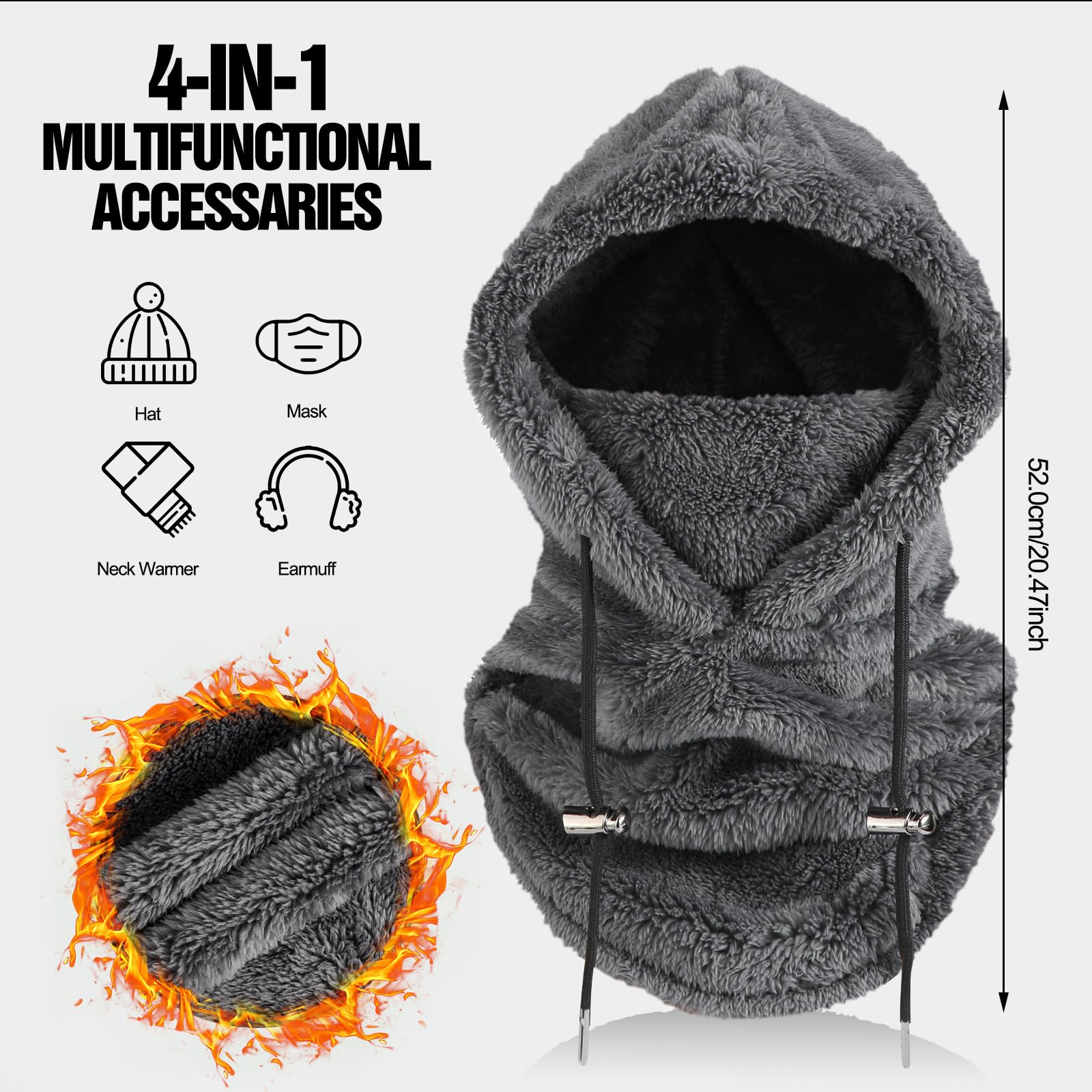 Pasamontañas Térmicos de Invierno, Multifuncional Prueba de Viento Cálido Máscara De Esquí, Mascarilla Moto Térmica Forro Polar, Gorro Cálido Invierno para Mujeres Hombres Deportes Aire Libre