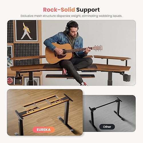 Miniatura 4 de EUREKA ERGONOMIC Escritorio de pie de altura ajustable, escritorio de computadora con bandeja para teclado de 72 pulgadas, escritorio de estudio de