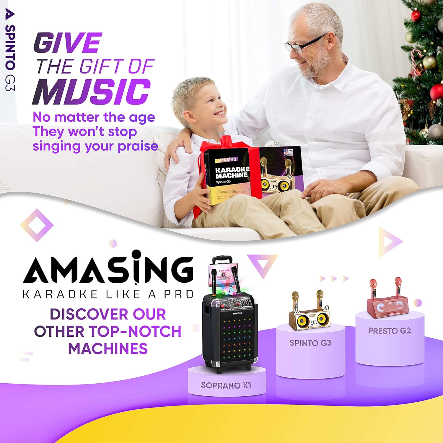 MASINGO Kitty Cat Karaoke Machine for Kids, Children and Toddlers with 2 Wireless Bluetooth Microphones, PA Speaker System Includes Lyrics Display Phone Holder, TV Cable and Singer Vocal Removal Mode