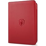 9 Pocket Zipper Card Binder, Fabmaker 360 Trading Card Holder Book, Premium PU Cover Zip Binder for Cards, Durable Side Loading Card Folders Album for MTG, TCG, Game Cards, Sports Cards, Red
