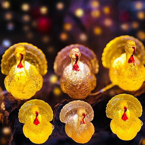Miniatura 4 de Mini guirnalda de luces de pavo de Acción de Gracias, guirnalda decorativa de cosecha, lindas luces de hadas con enchufe USB o funciona con pilas,