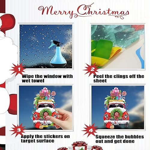 Miniatura 7 de Adhesivos de Navidad para ventana, decoración de ventanas de Navidad, calcomanías de invierno para ventana, grandes, copo de nieve, coche, Papá