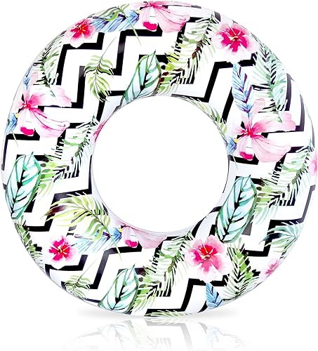 Miniatura 7 de Flotador inflable de la piscina del tubo de la impresión floral tropical, tubo redondo (PT8024)