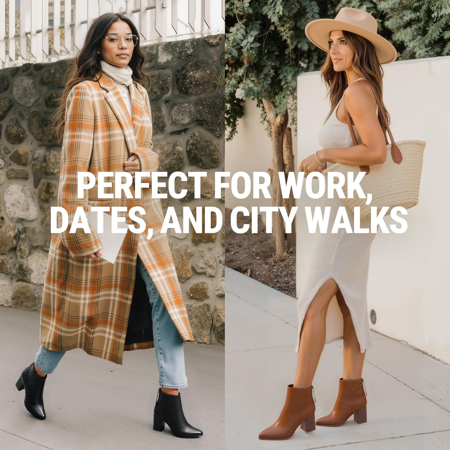 Jeossy Women's Chunky Heeled Ankle Boots, Pointed Toe Stacked Block Heel Booties - Image 5