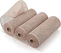 Vista 12 de 3 rollos de malla decorativa de arpillera de poli de 10 pulgadas de ancho, rollos de cinta de malla decorativa de poli para envolver