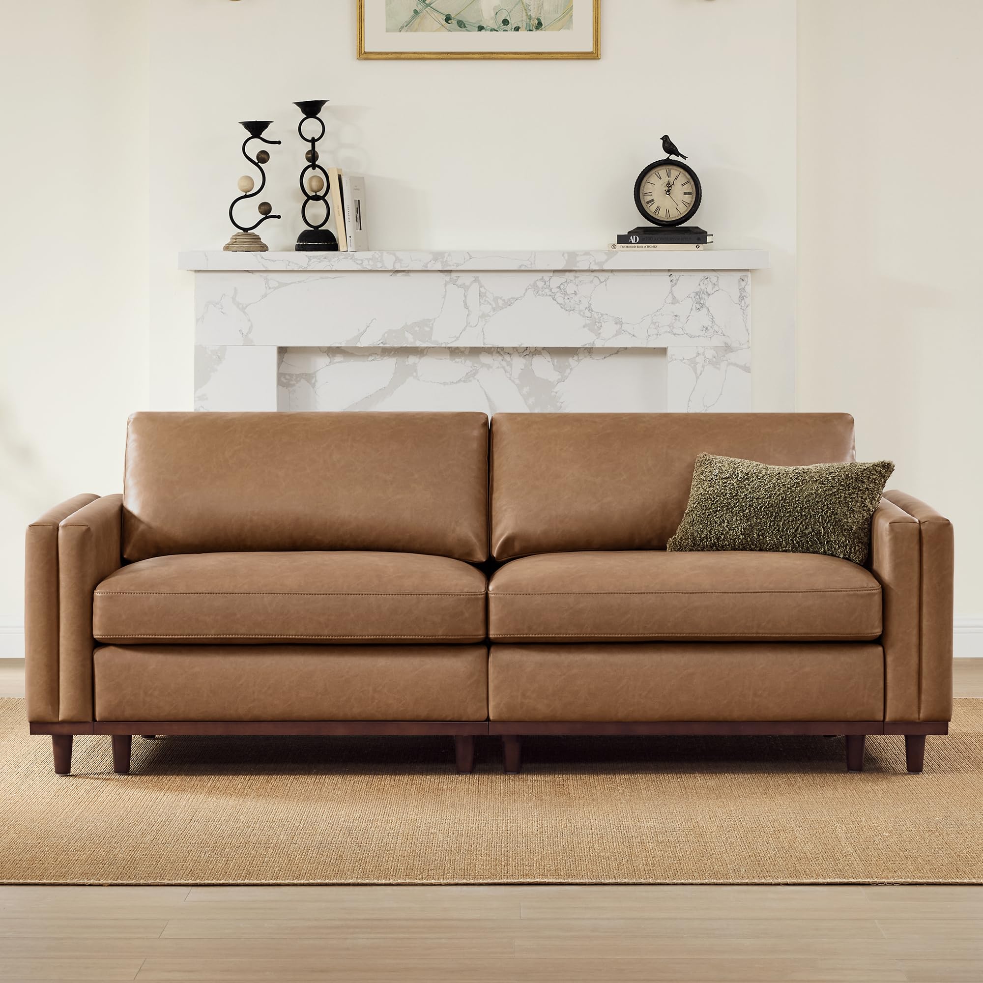 CHITA 83” Super Large Sectional Modular Sofa, Loveseat, Faux Leather, Camel