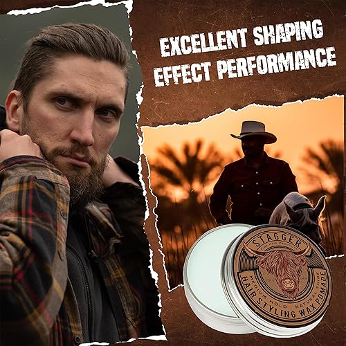 Miniatura 5 de STAGGER Pomada de cera para peinar el cabello con sujeción media y brillo natural, tamaño de viaje, sin residuos, cera estilo pomada para el cabello