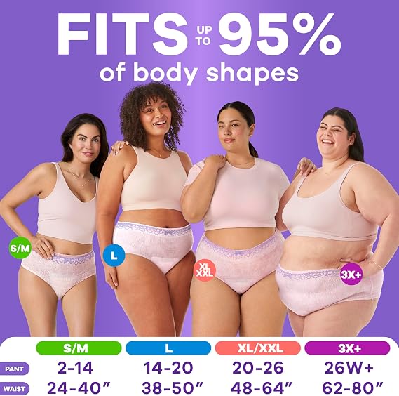 Always Discreet Adult Incontinence Underwear for Women and Postpartum Underwear, XL, Up to 100%* Bladder Leak Protection, 64 CT,