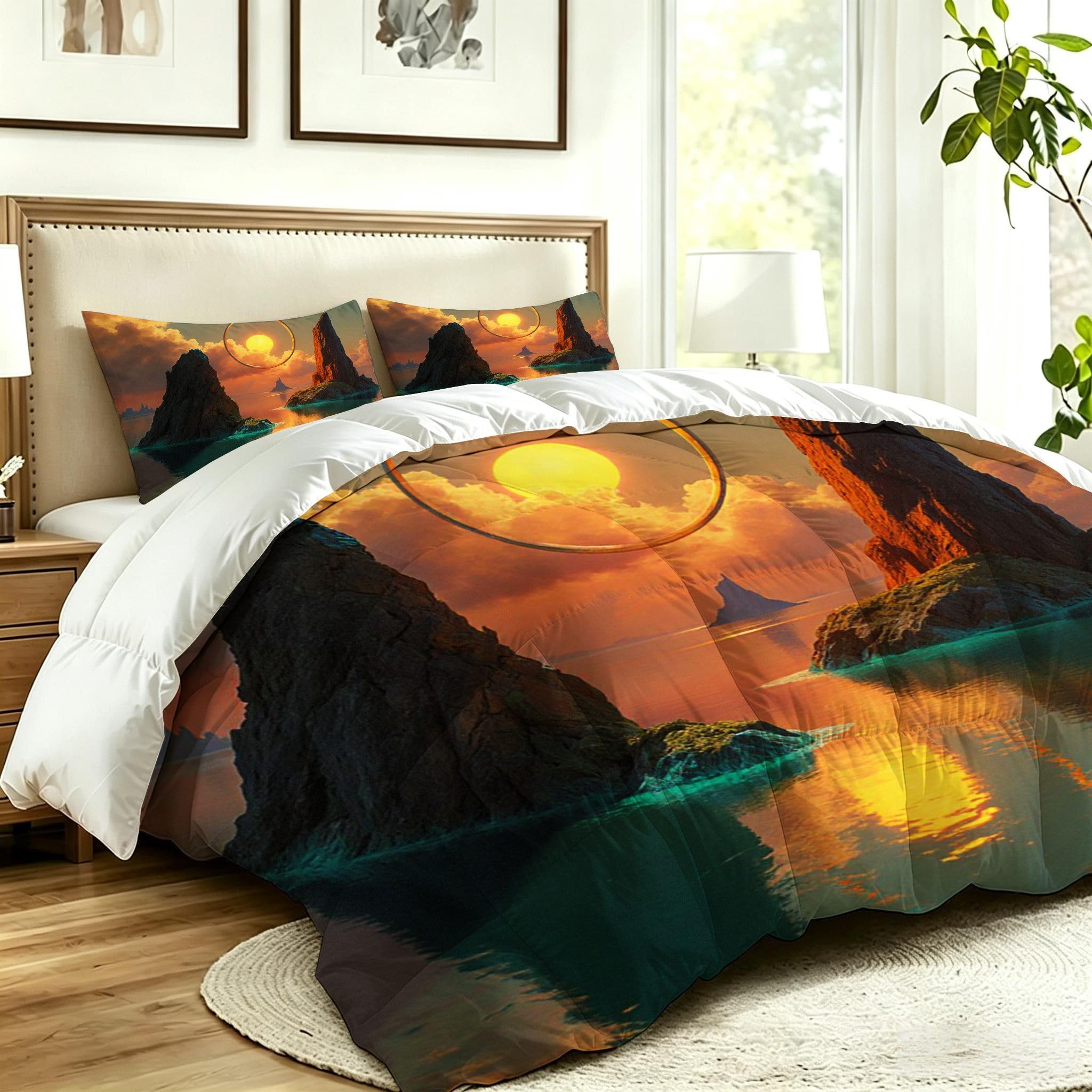 Edredón Cama 180, 240x260 cm, Niño con Sol Amarillo, DQ558