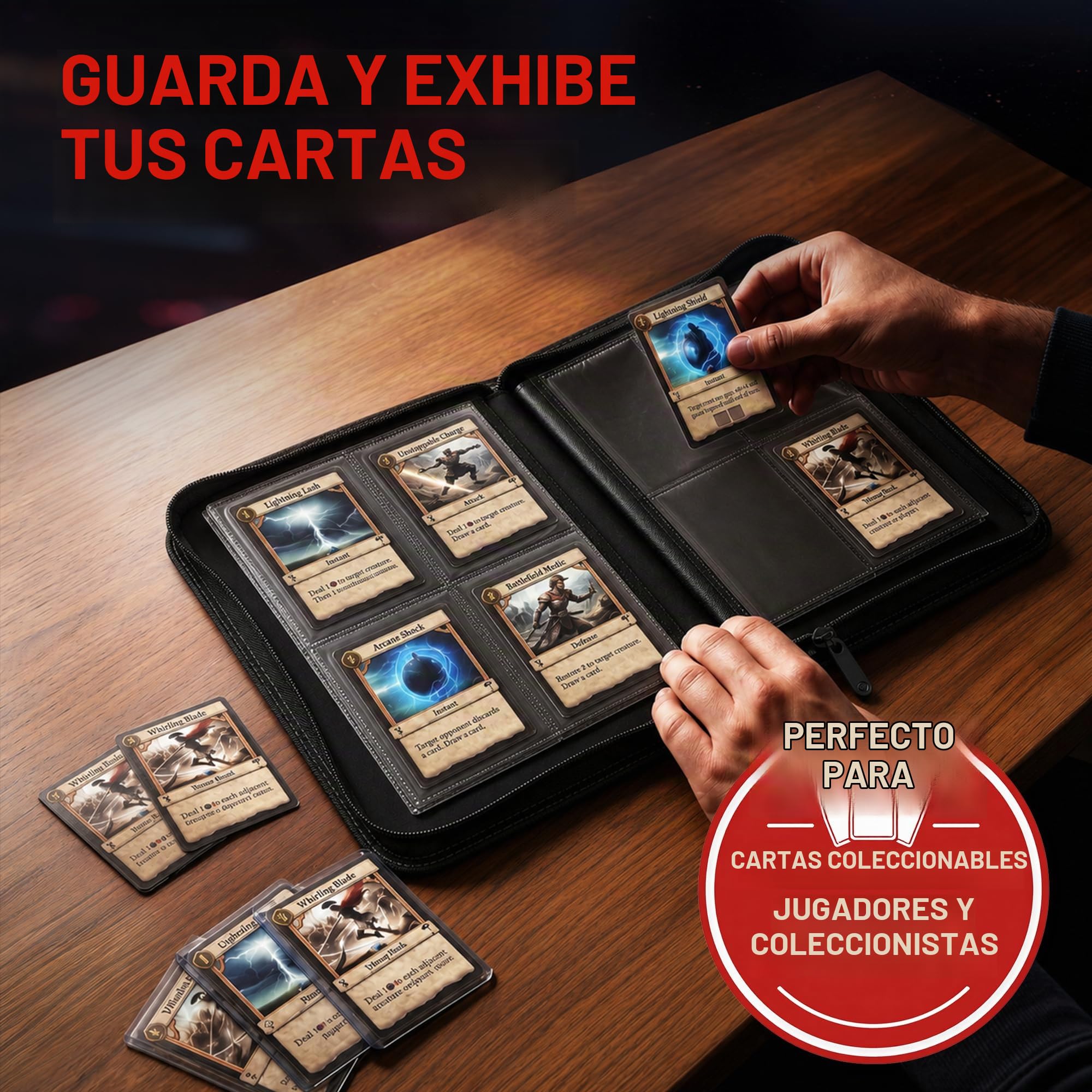 Ultra PRO Carpeta profesional de 4 bolsillos con cremallera de alta calidad: sostiene, almacena y protege 80 tarjetas de tamaño estándar, tarjetas deportivas, tarjetas de béisbol, tarjetas