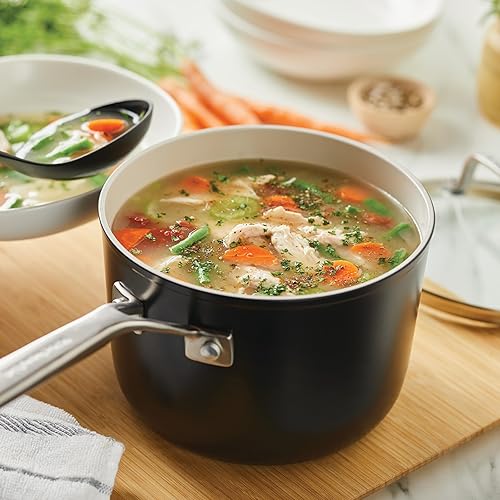 Miniatura 9 de KitchenAid Sartén antiadherente de cerámica anodizada dura con tapa, 3 cuartos de galón, negro mate