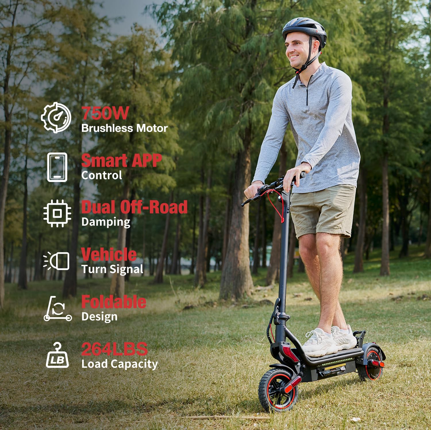 Electric Scooter for Adults, 28 Miles Long Range, 25 MPH Top Speed, 750W Powerful Motor, 9.3