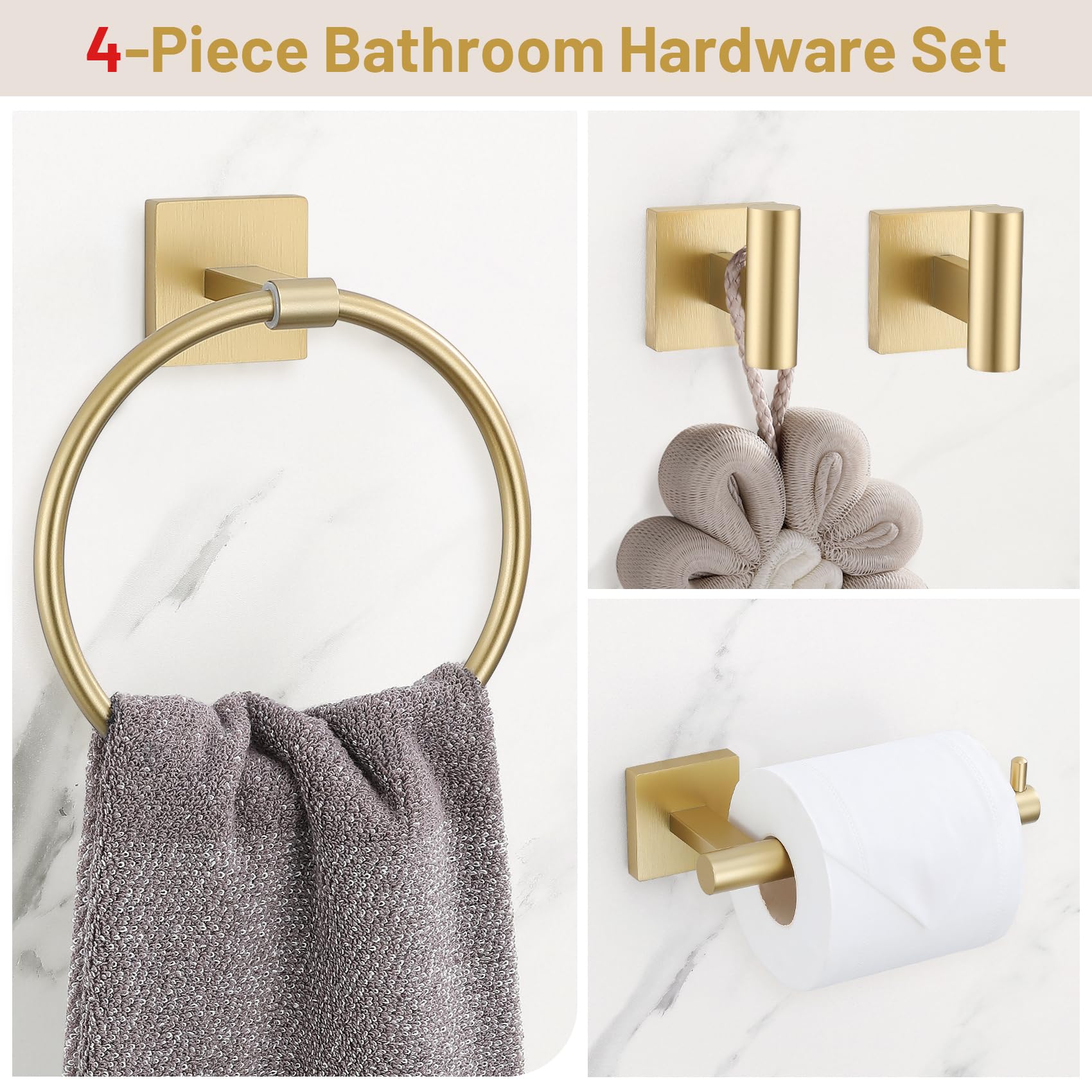 Stainless Steel Bathroom Hardware Set - 4 Piece -2 Stainless Steel Bathroom Hardware Set - 4 Piece -2