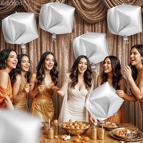 Miniatura 6 de KatchOn, Globos plateados brillantes de 22 pulgadas, paquete de 6 unidades, globos de aluminio plateado, despedida de soltera, globos de cumpleaños