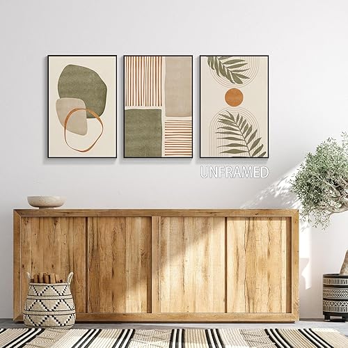 Miniatura 6 de ytreyoimro Juego de arte de pared en lienzo bohemio de 3 a 12 x 16 pulgadas, arte de pared moderno de mediados de siglo, formas abstractas, hojas