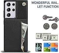 Vista 5 de Funda compatible con Samsung Galaxy S21 FE de 6.4 pulgadas, bolso de bolsillo, correa de hombro, elegante funda protectora para Galaxy S21 FE