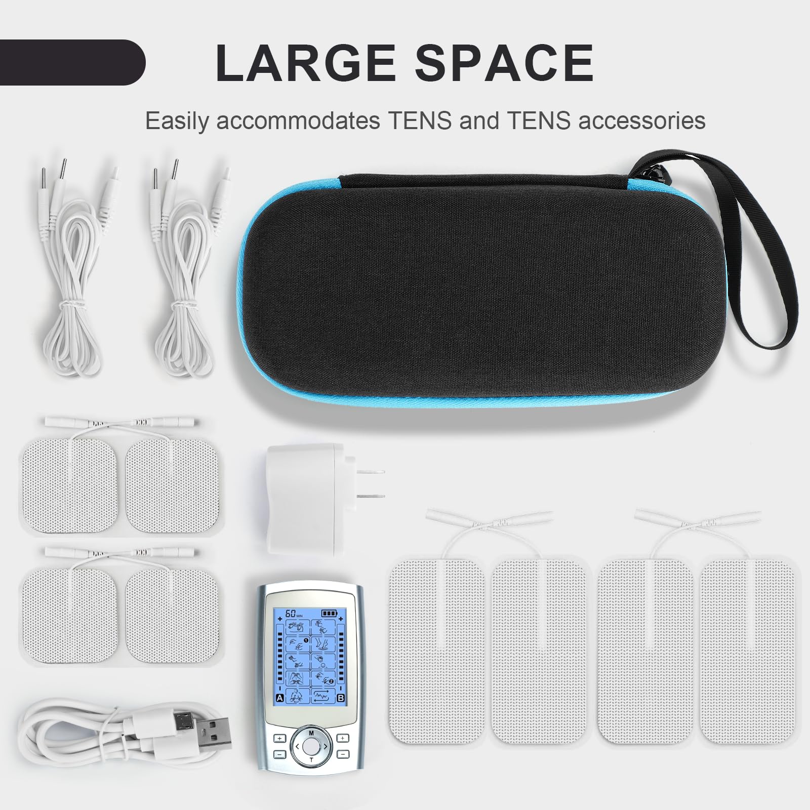 Glamgen Tens Unit Case, TENS Machine Hard EVA Suitcase, Used to Store TENS Devices and Electrode Pads, Compatible with Belifu/AUVON/AVCOO TENS 7000 Machines and Accessories(Case Only) — Amazon image 3