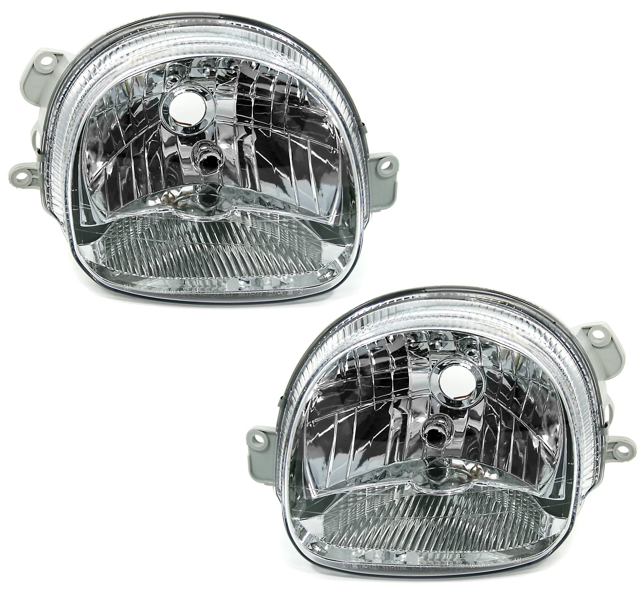 Scheinwerfer Set in Klarglas für Renault Twingo 1 (4/2000-9/2007, Halogen) | Aftermarket-Ersatzteil, links, rechts, H4, Facelift, Upgrade, vorbereitet für elektrische LWR,