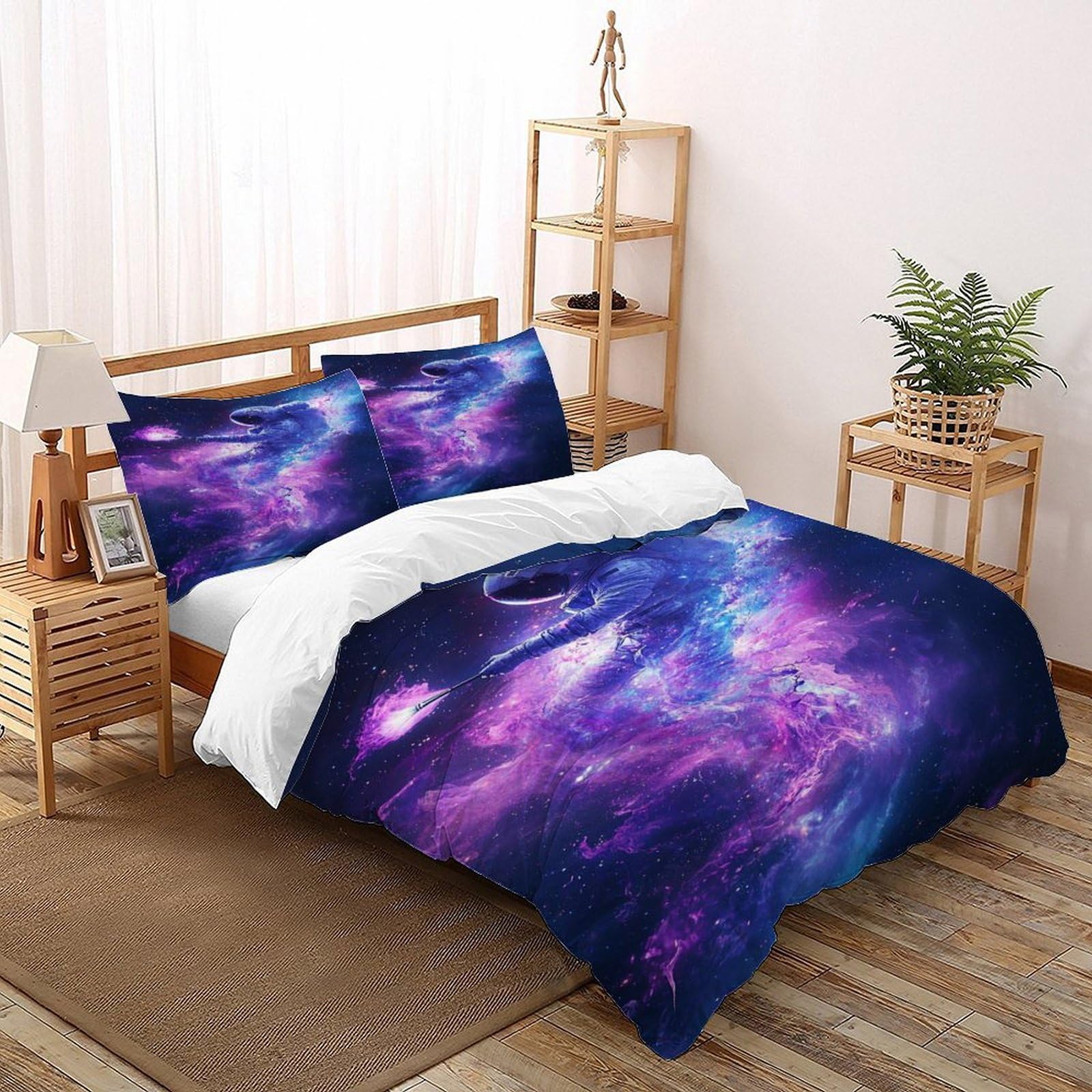 Housse de couette astronaute respirante pour lit double 3 pièces