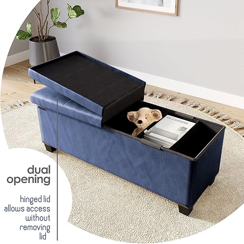 Miniatura 117 de Otomana plegable para dormitorio o sala de estar, con contenedores de almacenamiento, reposapiés para el extremo de la cama, soporta hasta 660 lb,