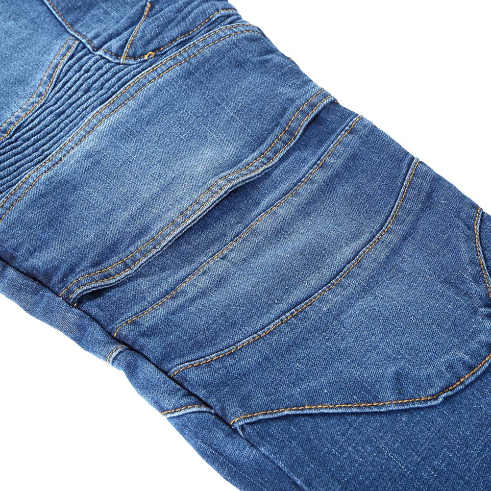 Pantaloni da moto, per uomo, Jeans in denim per motociclismo con armatura e 4 ginocchiere