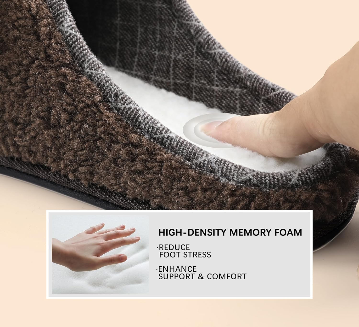 NHU Men's Cozy Memory Foam House Slippers Indoor Outdoor Non-Slip Durable Outsole - Image 2