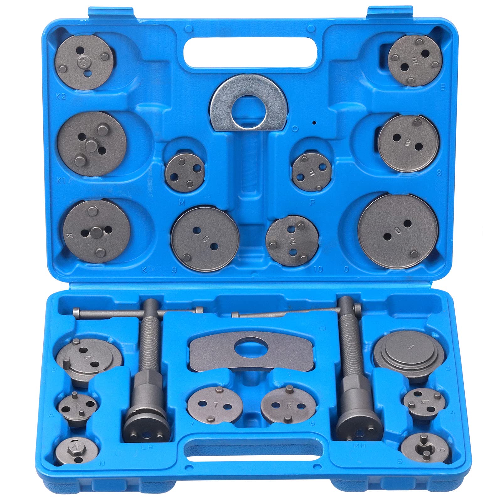 Swpeet 22Pcs Heavy Duty Disc Brake Piston Caliper Compressor Rewind Tool Set Wind Back Tool Kit, Compressor Rewind Tool Set for Brake Pad Replacement Reset, Fits Most American European Japanese Autos