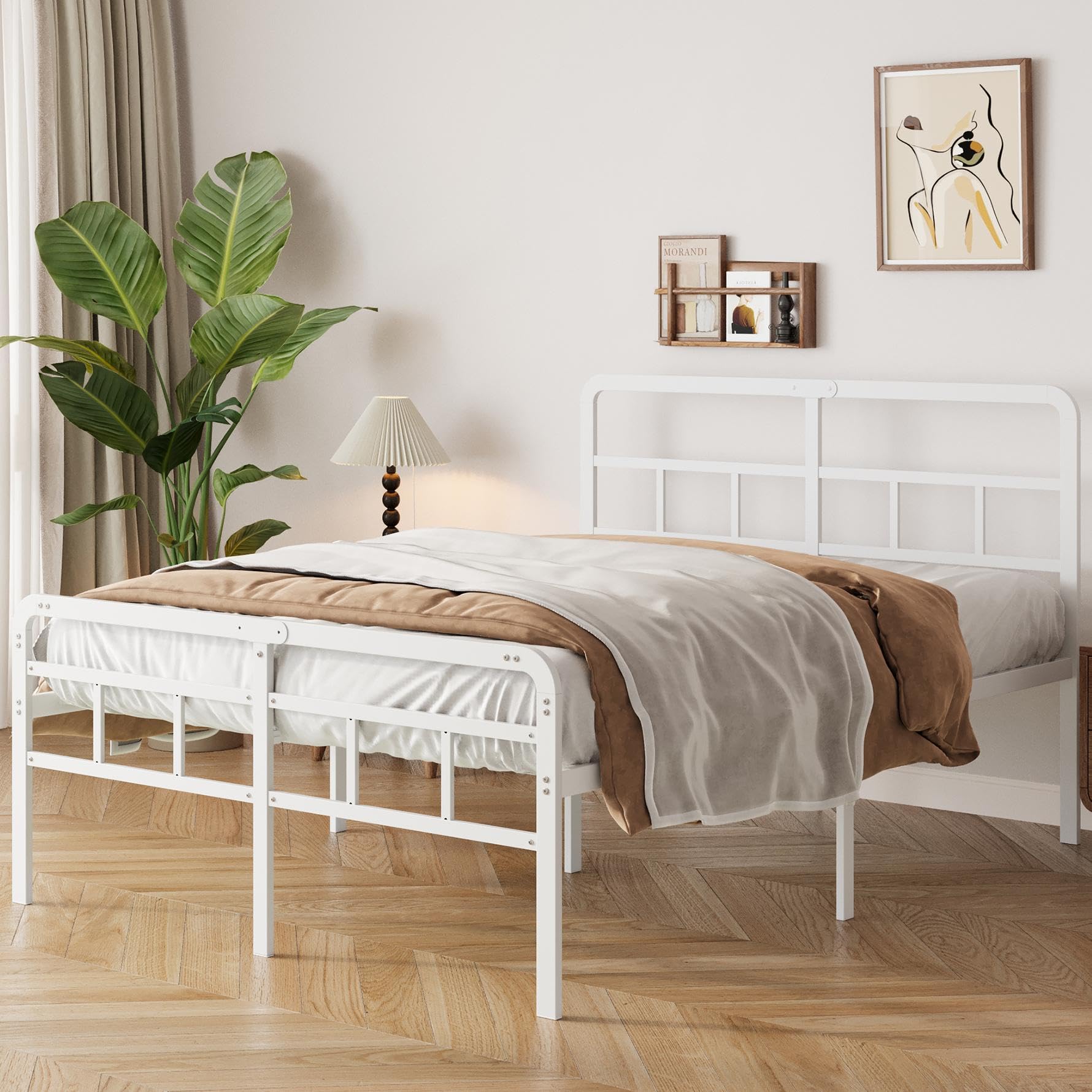 BORPHOM Metalen bedframe met lattenbodem, tweepersoonsbed, bedframe met BORPHOM Metalen bedframe met lattenbodem, tweepersoonsbed, bedframe met