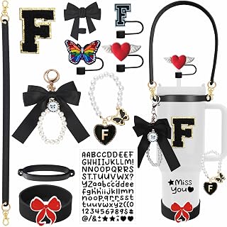11PCS Accessories Set for Stanley Cup – Handle Strap, Silicone Boot, Straw Covers, Cup Charms, Letter Stickers, Personalized Tumbler Accessories for 30oz/40oz