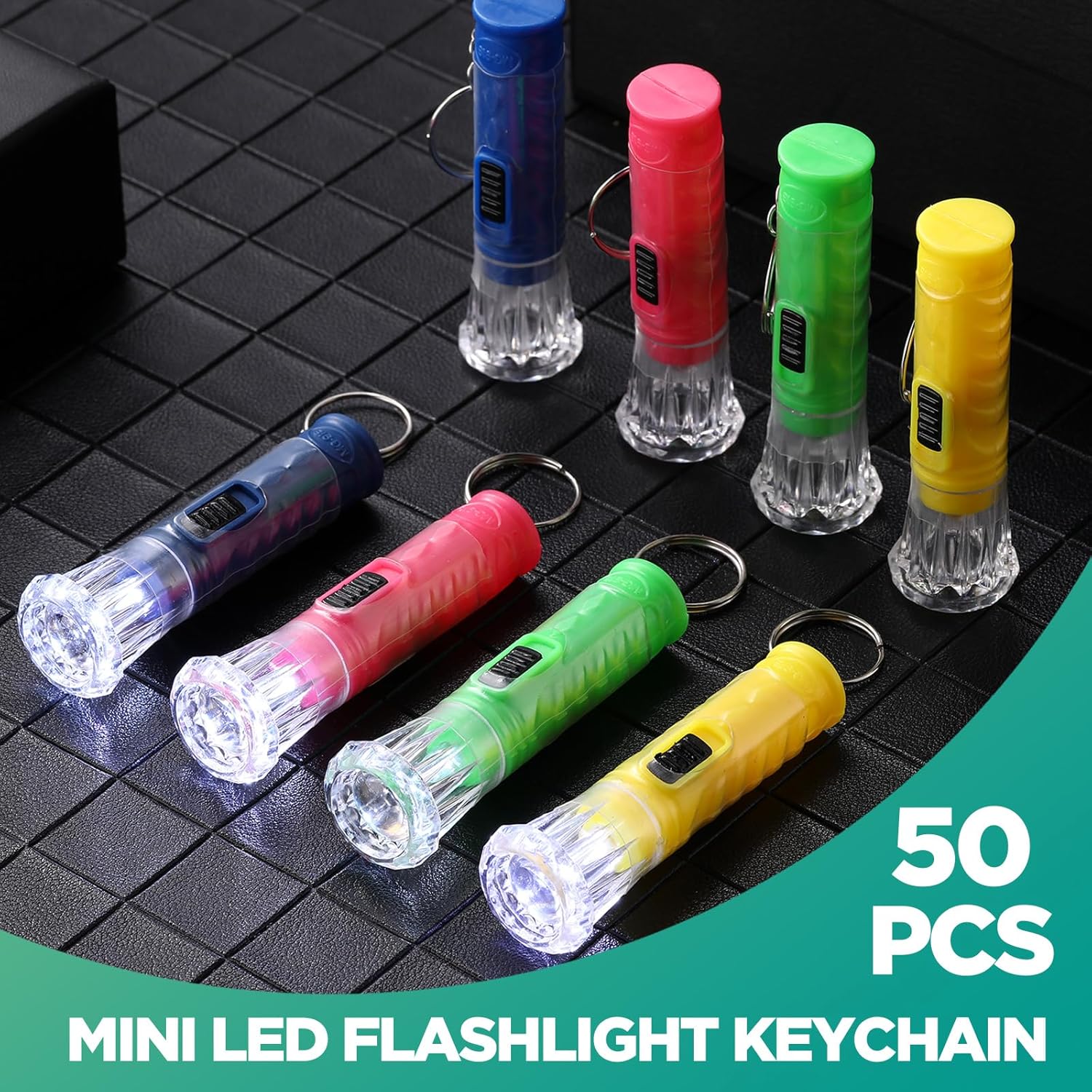 Jexine 50 Pcs Mini Flashlight Keychains Bulk with Lanyard Portable Plastic LED Key Chains Flashlights Small for Night Reading Emergency Hurricane Camping Hiking Party Favors(Multicolor,Simple) - Image 5