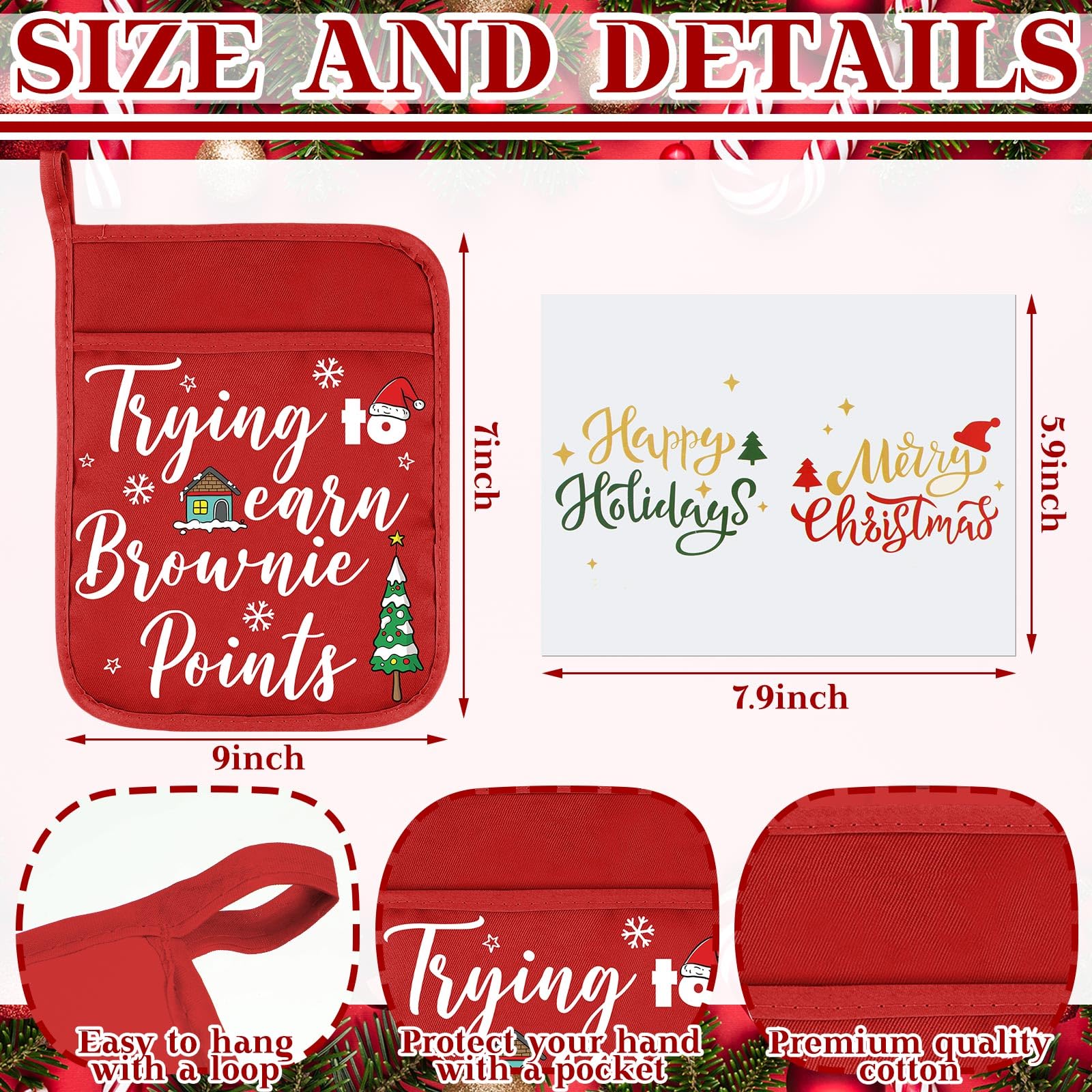 Layhit 6er-Set Weihnachtstopfhalter Mit Silikon-Spateln – Backgeschenk Mit Grußkarten
