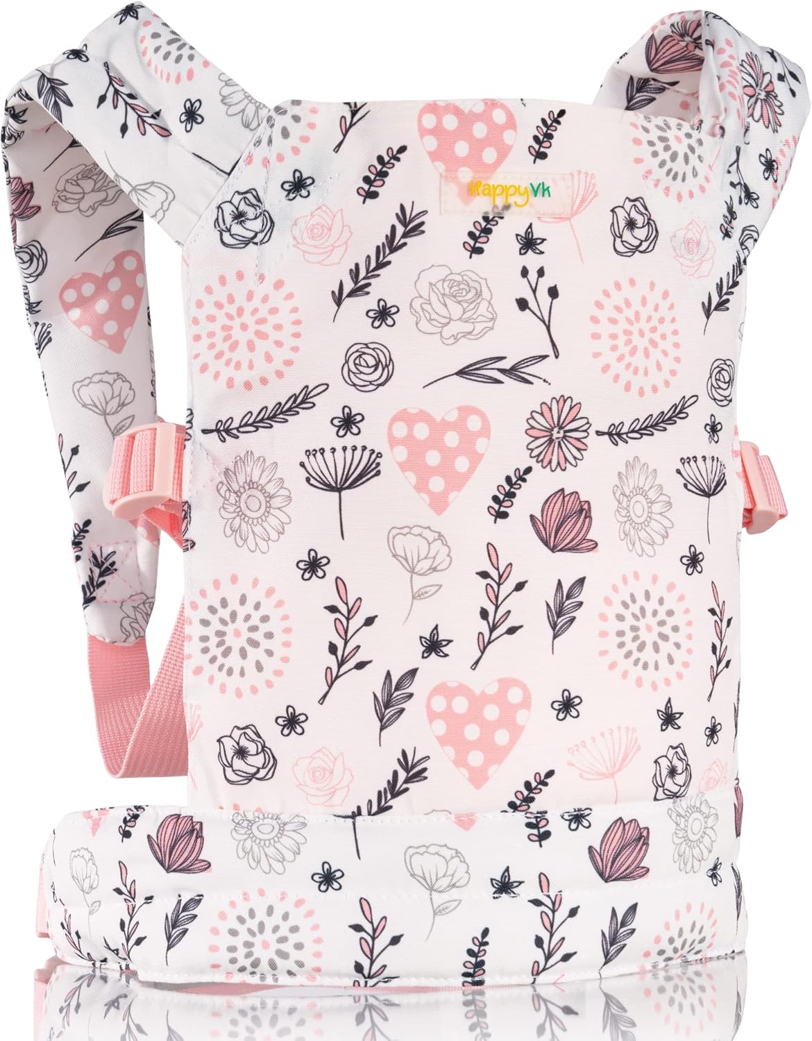baby doll carrier - doll carrier for little girls front and back - cute flowers and hearts