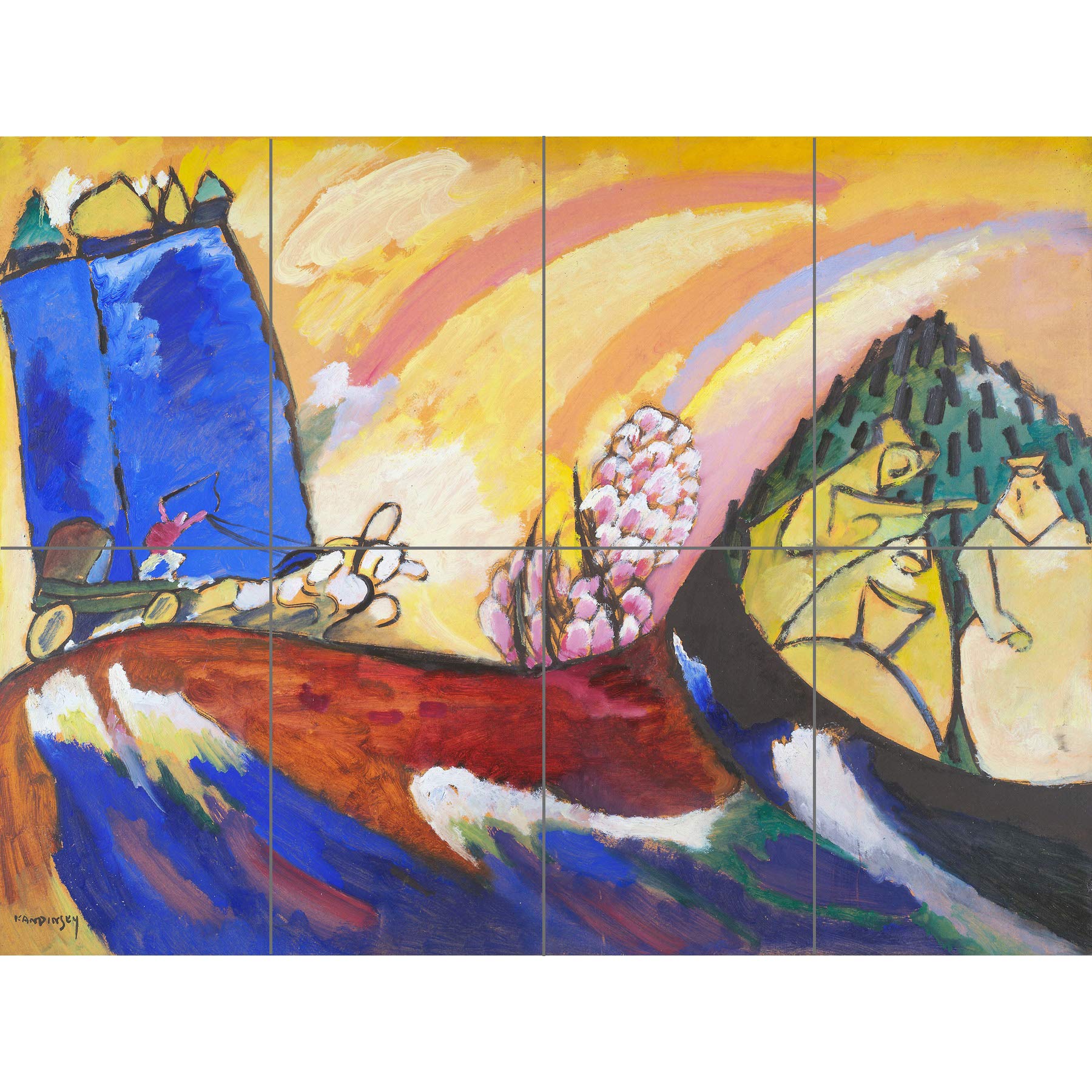 Artery8 Kandinsky Troika Colourful Impressionist Landscape Painting XL Giant Panel Poster (8 Sections)