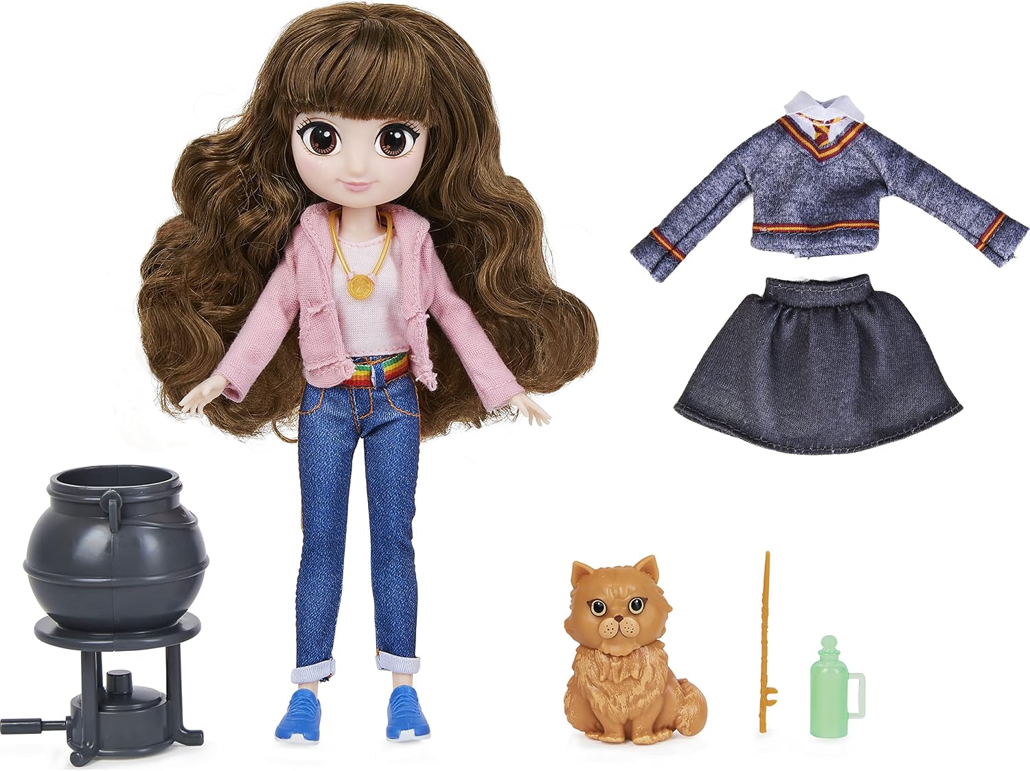 Wizarding World Brilliant Hermione Granger Collectible 8 inch Doll Gift Set including 5 Accessories and 2 Outfits Kids Toys for Girls and Boys Ages 5 and up - Image 4