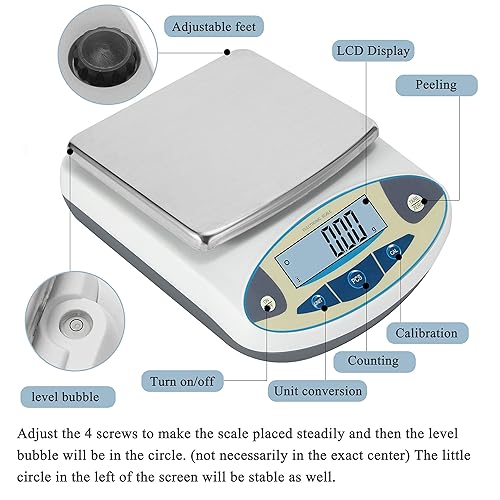 Miniatura 3 de Bonvoisin Lab Scale 3000gx0.01g High Precision Electronic Analytical Balance 0.01g Accuracy Laboratory Precision Digital Scientific Scale (3000g,