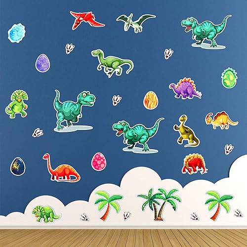 Miniatura 4 de 110 calcomanías de pared de dinosaurios que brillan en la oscuridad, extraíbles, coloridas calcomanías de pared de dinosaurios para guardería, sala