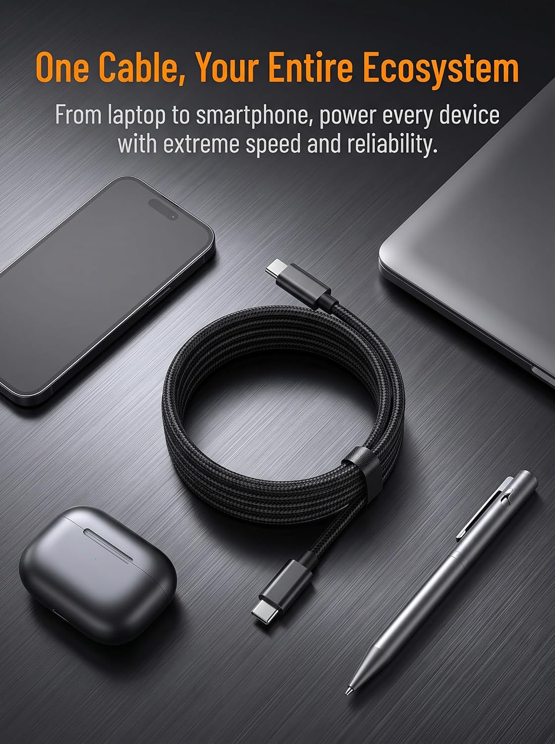 240W USB C to USB C Cable [2-Pack 3.3ft] USB C Charger Cable, Nylon Type C Charger Cable Fast Charging for iPhone 17 16 15 Pro Max, MacBook Pro/Air, iPad Pro, Galaxy S25 S24, Switch 2 (Black) thumbnail