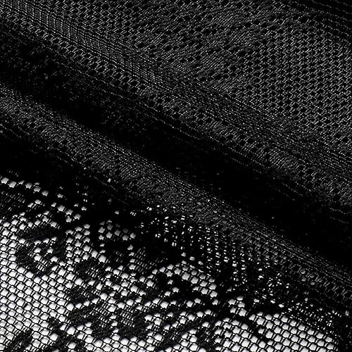 Miniatura 6 de Paneles de cortina de encaje transparente de 108 pulgadas, clásico bordado negro, juego de cortinas semitransparentes para ventana, diseño floral