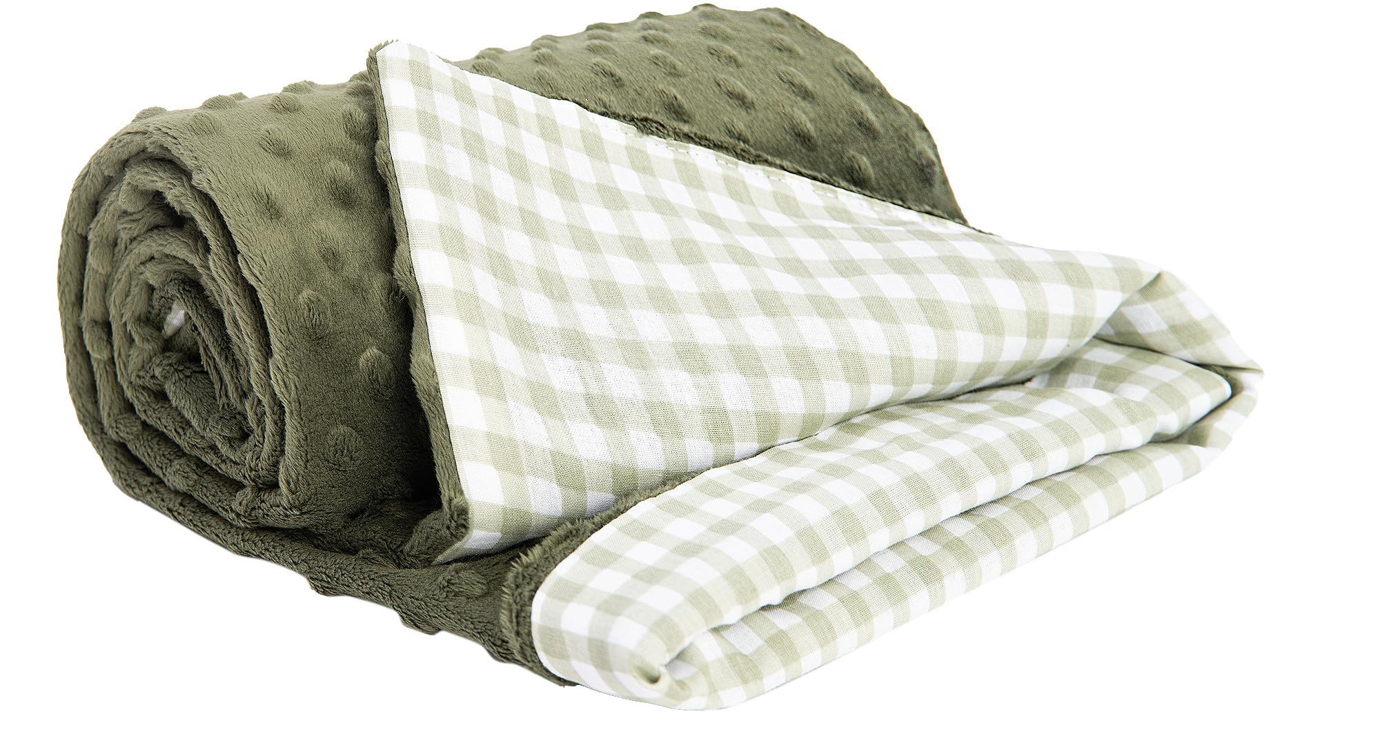 Medi Partners Baby Blanket Newborn Pram Soft 100% Cotton 75x100 Cot Toddler Comfort universal Cuddly Fluffy Crawling Plush bilateral Blankets (Plaid with green Plush)
