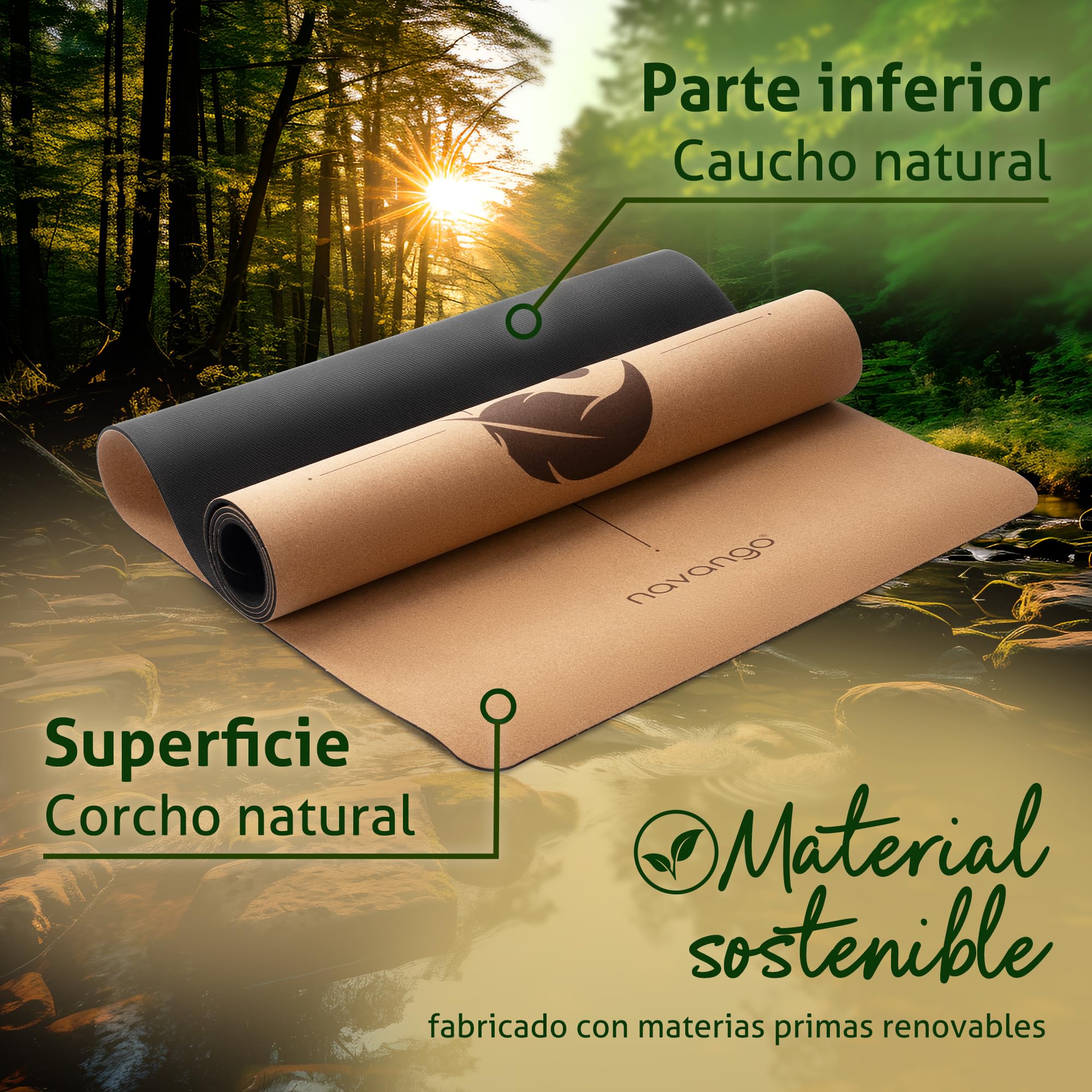 Esterilla de Yoga de Corcho | Goma Natural 183 x 61 x 0,4 cm