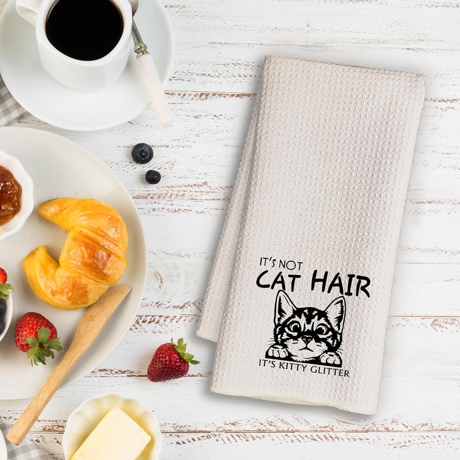 Mancheng-zi Cat Kitchen Towels, Cat Gifts for Women, Cat Mom Lady Gifts, Cat Hand Towels Dish Towels for Kitchen Bathroom, Cat Gifts for Cat Lovers, Cat Bathroom Kitchen Decor, 16x24 Inches - Image 3