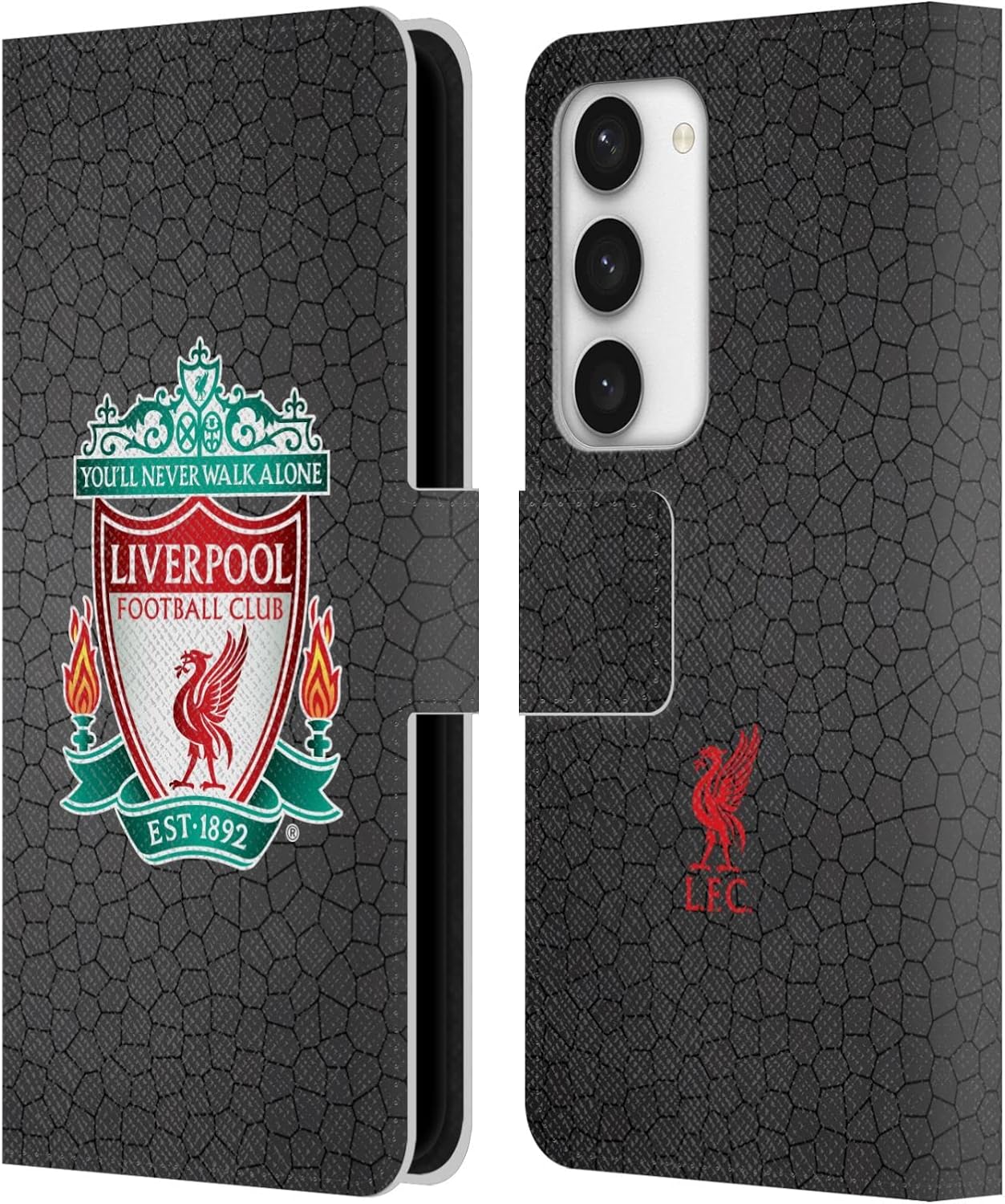 Head Case Designs Officially Licensed Liverpool Football Club Black Pixel 1 Crest 2 Leather Wallet Case Compatible with Samsung Galaxy S23 5G
