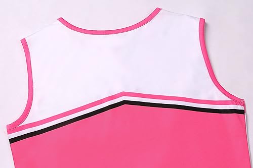 Miniatura 4 de Gigoitly Disfraz de animadora para niñas, traje de animadora rosa con pompones para niñas, regalo de cumpleaños de Halloween