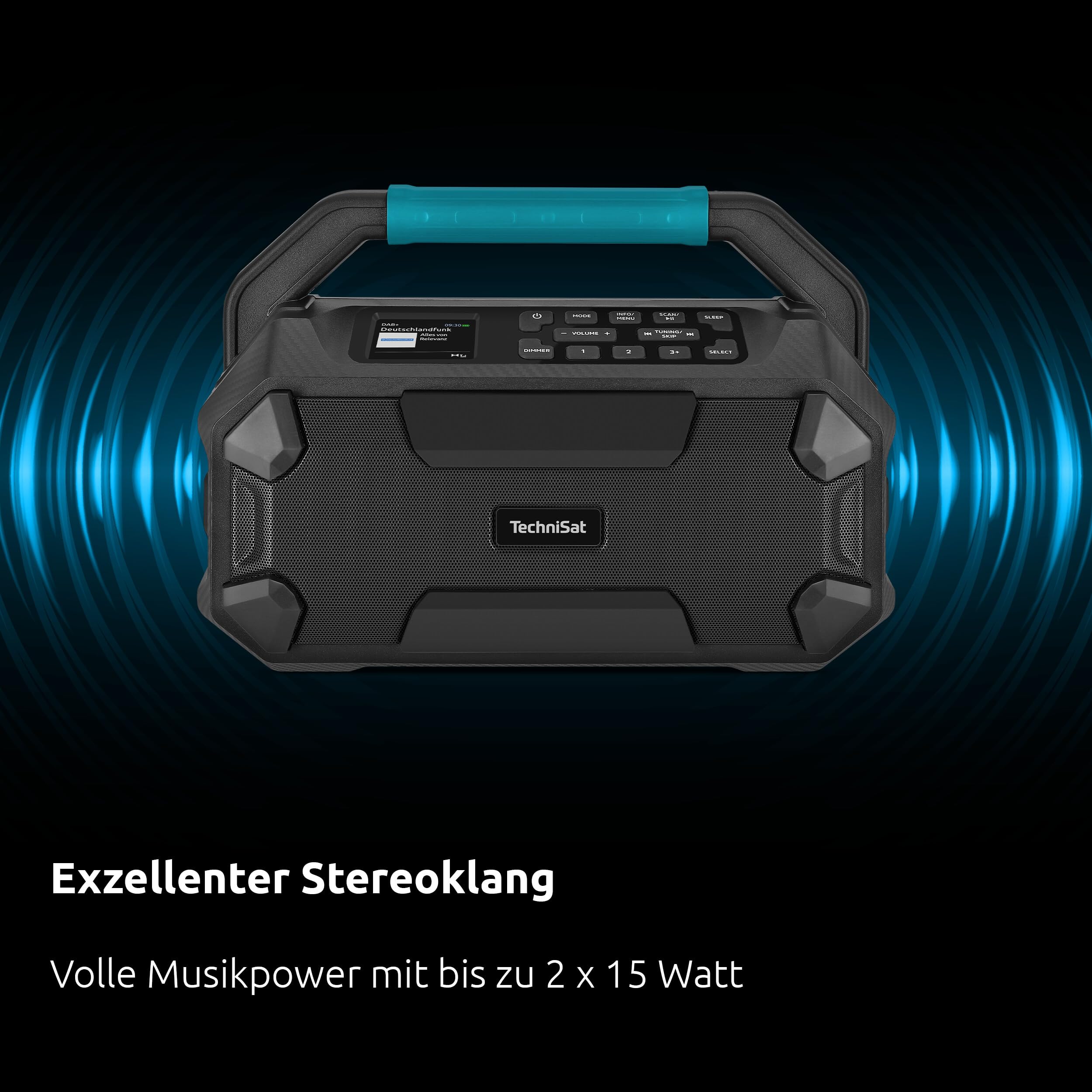 TechniSat Viola 231 OD – Makita Akku kompatibles Baustellenradio (DAB+, UKW, AUX in, Bluetooth, IPX4 Spritzwassergeschützt, 2 x 15 W Stereo Lautsprecher)