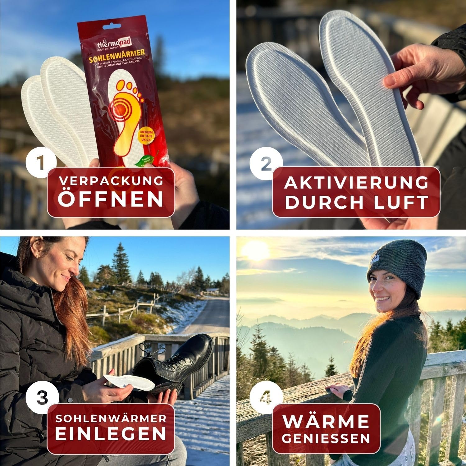 10 Paar THERMOPAD Sohlenwärmer (erhältlich in 5 Größen) - DAS ORIGINAL: 10er-Box mit Wärmepads (Einlegesohle) für 8 Stunden Wärme I Fußwärmer Pads I Extra warme Wärmesohle S für Schuhe & Skischuhe